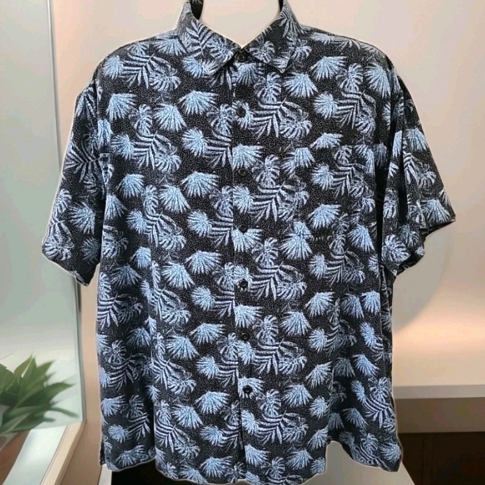 112 Nat Nast Black & BLUE relaxed Fit Casual Button Down Shirt 2XL